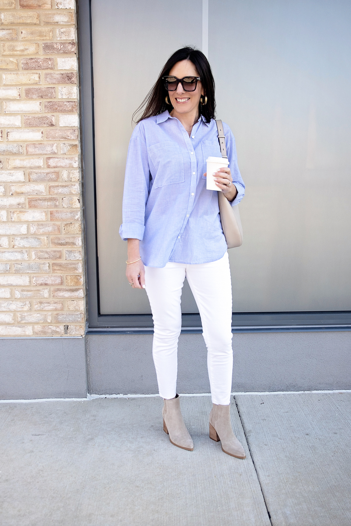 How to Wear An Oversized Button-Up Shirt for Women Over 40