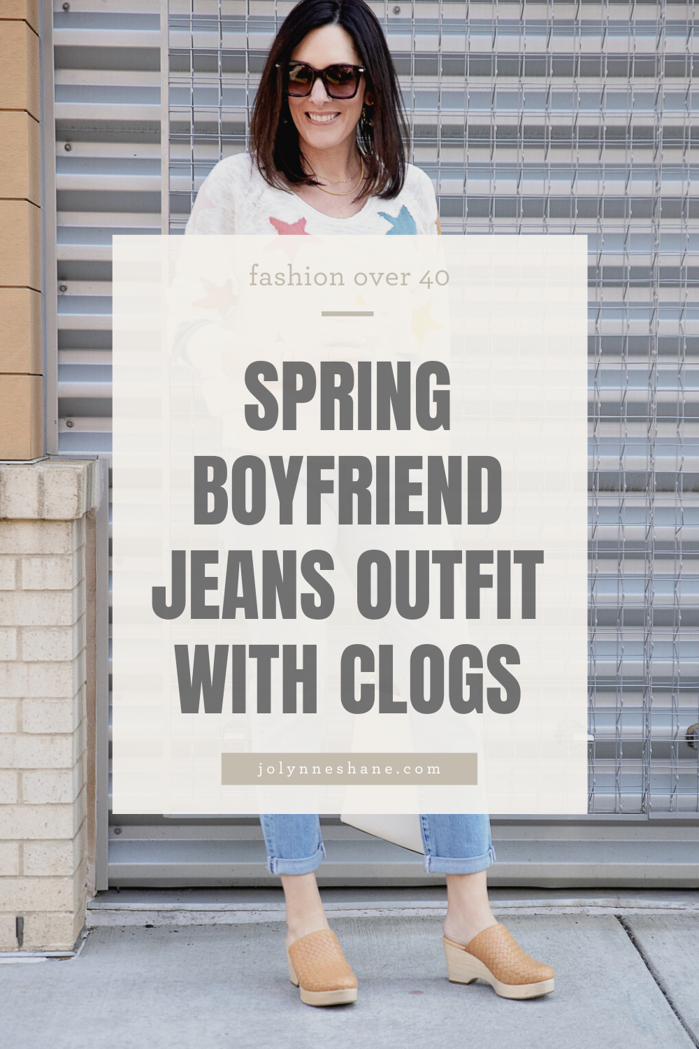 Spring Boyfriend Jeans Outfit with Clogs