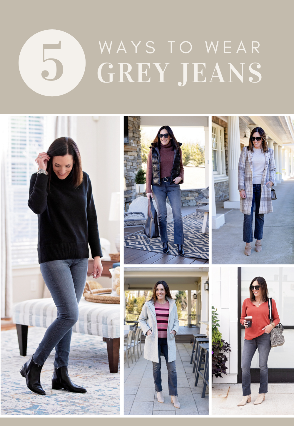 Arriba 67+ imagen grey jeans outfit womens - Abzlocal.mx