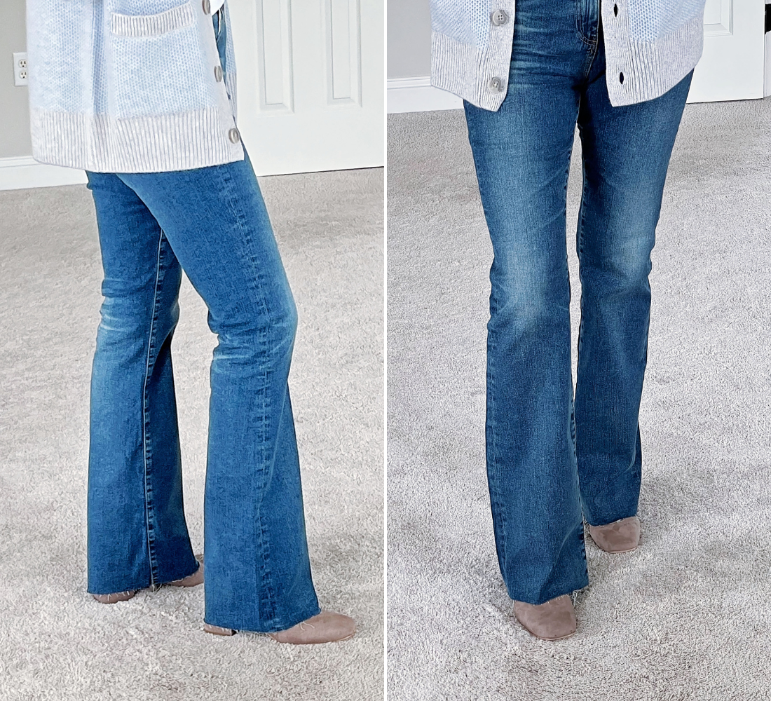 bootcut jeans with low heeled boots