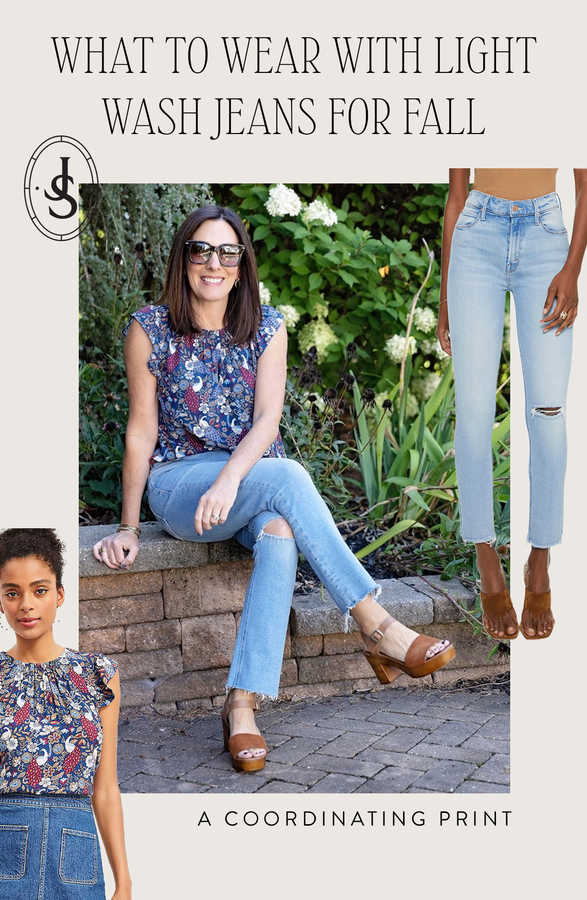 What to Wear with Light Wash Jeans for Fall: A Coordinating Print