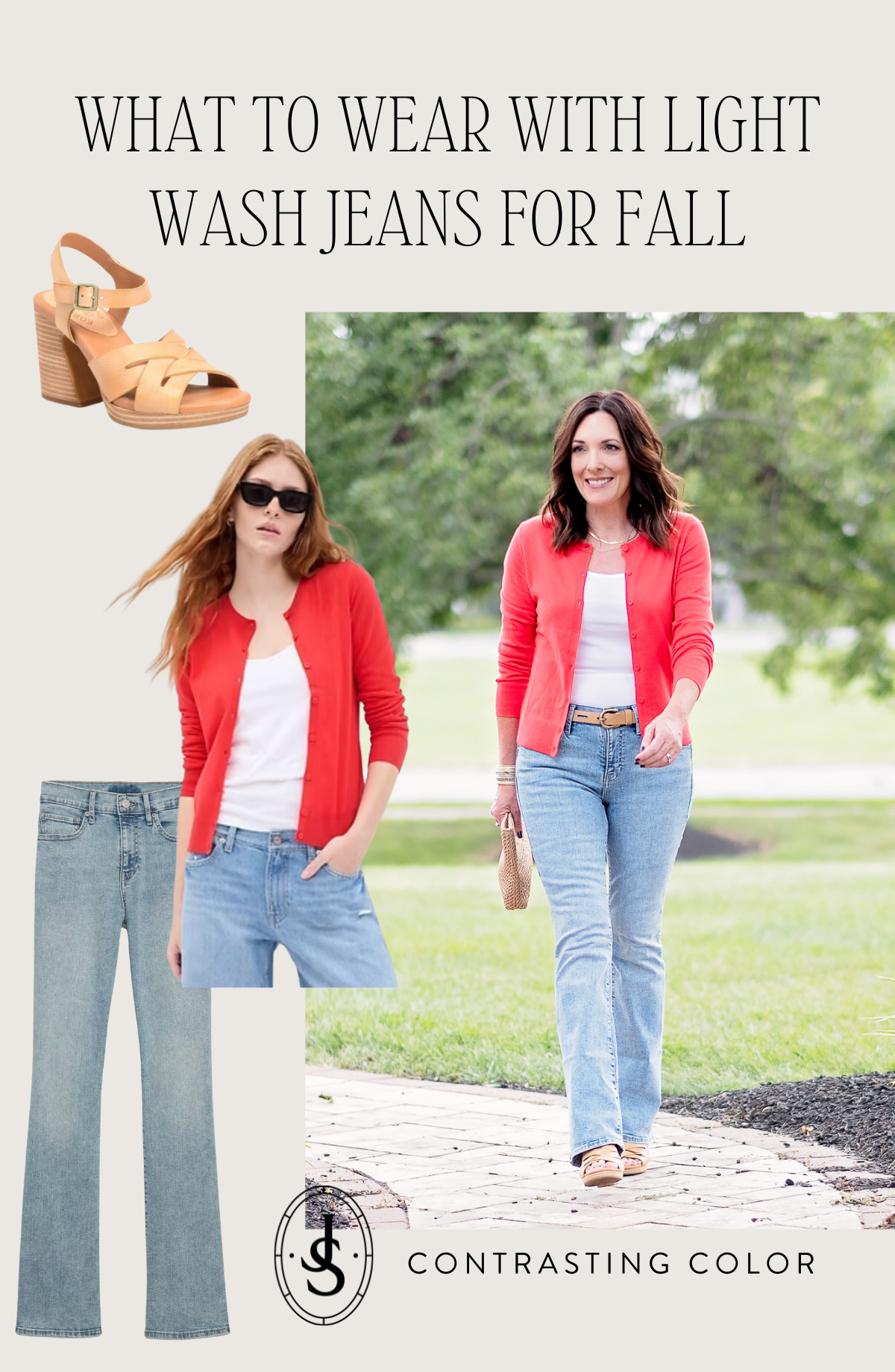 What to Wear with Light Wash Jeans for Fall: A Contrasting Color